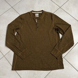 Rag & Bone Henley Shirt Mens L Mustard Brown Long Sleeve Designer Casual
